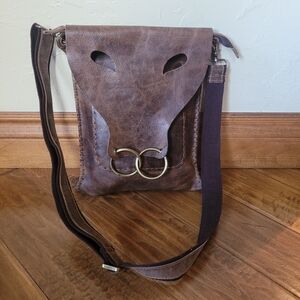Vintage Hand Sewn Leather Saddleback Bag